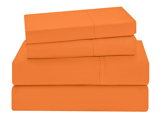 4-Piece Microfiber Sheet Set (Orange/Queen)