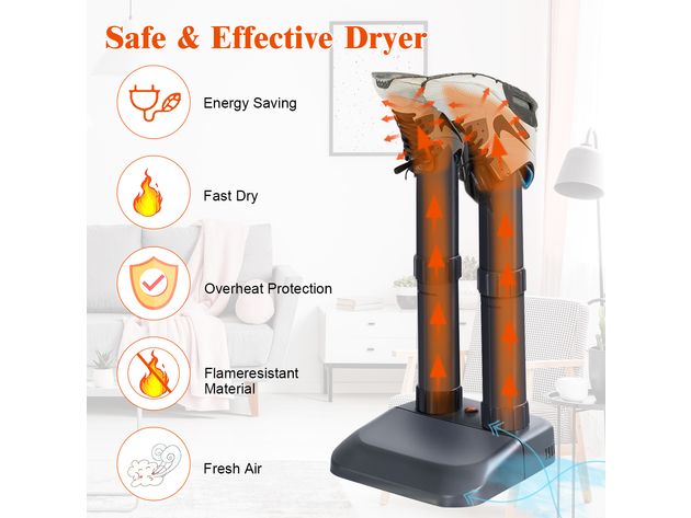 Costway Electric Shoe Dryer Mighty Boot Warmer Glove Dryer Prevent Odor Mold & Bacteria Mixed Black & Grey