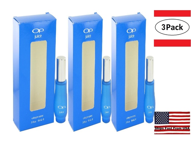 3 Pack OP Juice by Ocean Pacific Mini Cologne Spray .5 oz for Men