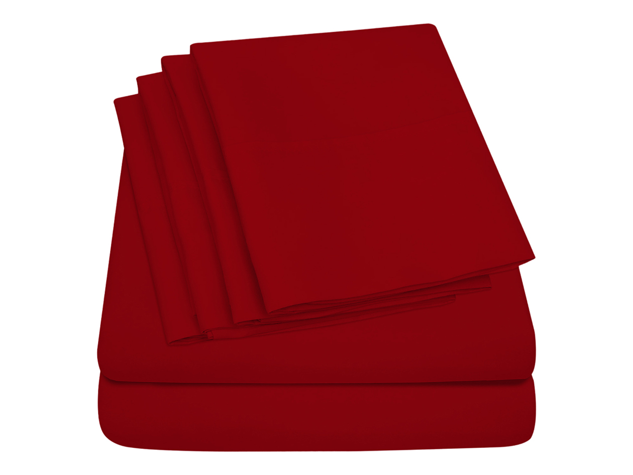 Super-Soft 1800 Series Bamboo Blend 6-Piece Sheet Set (Burgundy/Queen)