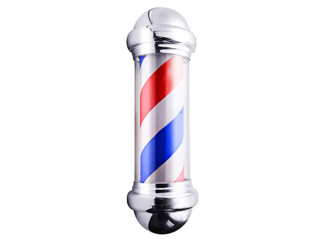 Costway 30'' Barber Shop Pole Red White Blue Rotating Light Stripes Sign Hair Salon - As pic