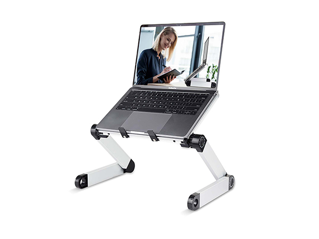 Rainbean Aluminum Adjustable & Foldable Laptop Stand (Black)