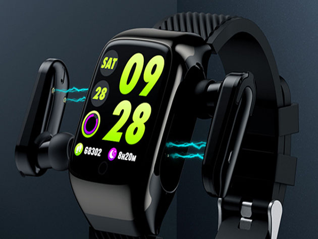 2-in-1 Compact Smart Fit Watch & Bluetooth Earpods