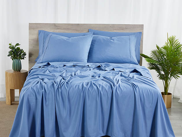 Bamboo 2000 Count 6-Piece Sheet Set with SnugGrip (Blue/Queen)