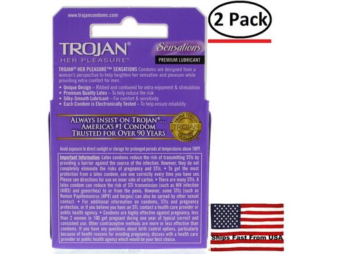 trojan lubricant ingredients 2 Pack ) Trojan Her Pleasure Sensations Lubricated Condoms - 3 Pack