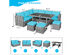 Costway 7 Piece Patio Rattan Dining Set Sectional Sofa Couch Ottoman Garden - Turquoise