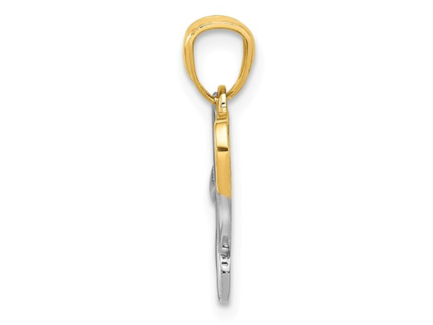 14K Yellow and White Gold LOVE Heart Pendant Necklace with Chain