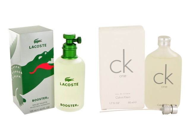 Gift set  BOOSTER by Lacoste EDT Spray 4.2 oz And  CK ONE EDT Pour/Spray (Unisex) 1.7 oz