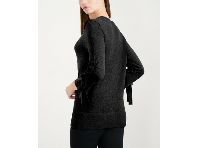 Alfani Women's 3/4 Bow-Sleeve Sweater Black Size Small
