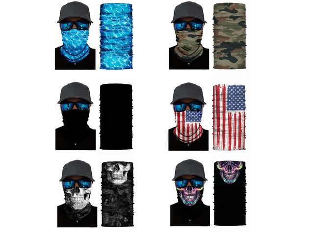 Jordefano Face Cover Mask Neck Gaiter with Dust UV Protection Tube Neck Warmer- Pack of 5 - US Flag