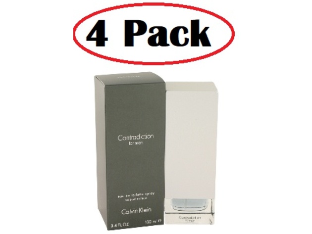 4 Pack of CONTRADICTION by Calvin Klein Eau De Toilette Spray 3.4 oz