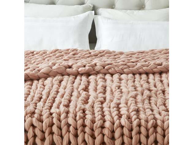 Yanis Chunky Knit Throw (Blush Pink/50"x70")