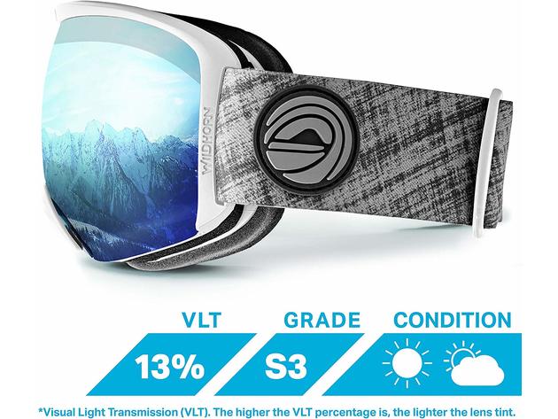 Wildhorn Cristo Ski Goggles Snow Goggles for Men, Women & Youth - White-IceBlue (New)