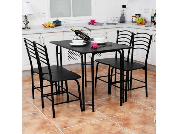 5 Piece Modern Dining Table Set 4, Modern Dining Chairs Set Of 4 Black