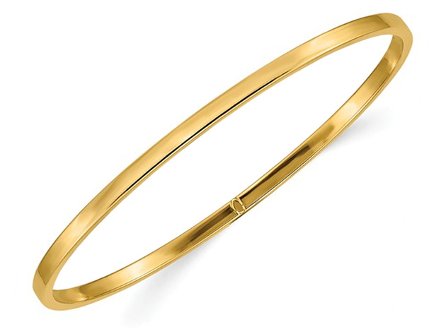 Polished Slip On Square Tube Bangle in 14K Yellow Gold (3.00 mm)