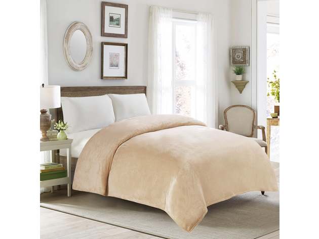 Classic Solid Fleece Blanket Linen Twin 