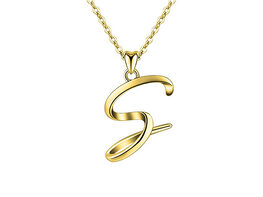 Rachel Glauber 18k Gold Plated Initial Necklace (Letter S)