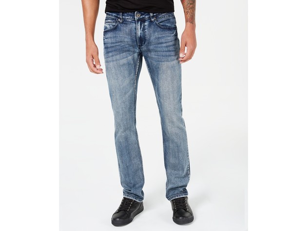 INC International Concepts Men's Stretch Slim Straight Jeans Blue Size 36X30