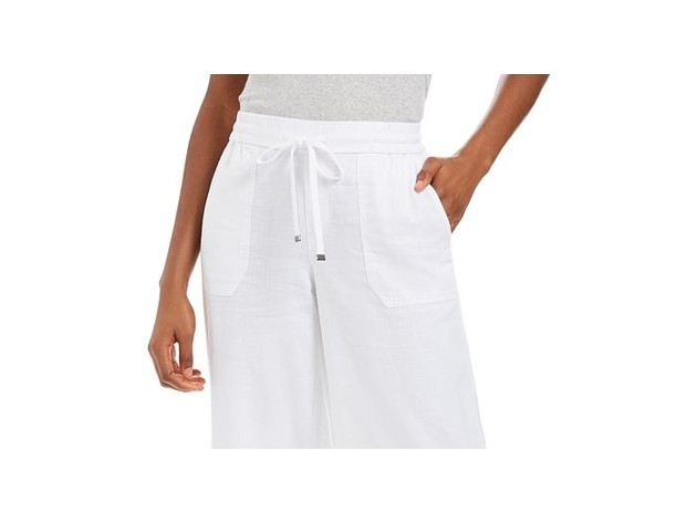 Style & Co Women's Wide-Leg Linen Cropped Pants White Size Extra Small