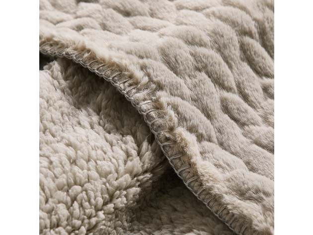 Etched Faux Fur Berber Throw Taupe
