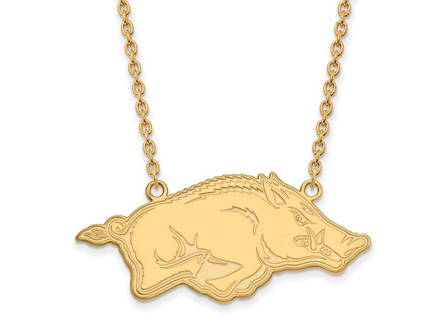 14k Gold Plated Silver U of Arkansas Large Pendant Necklace