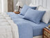 Kathy Ireland 4 Piece Heathered Jersey Knit Cotton Sheet Set (King/Light Blue)