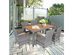 Costway 7PCS Patio Rattan Dining Set Acacia Wood Table Cushioned Chair Mix Gray - Gray, Natural