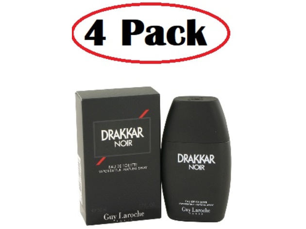 4 Pack of DRAKKAR NOIR by Guy Laroche Eau De Toilette Spray 1.7 oz