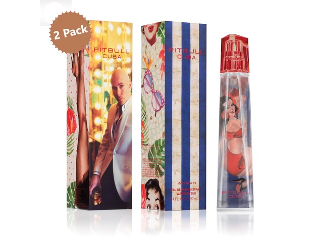 2-PACK Pitbull Cuba for Women Spray, Perfume Designed for The Seductress Hidden Within, A Mesmerizing Balance Smell Of Citrus Fruit & Floral Notes, 3.4 oz. each (6.8 oz.)