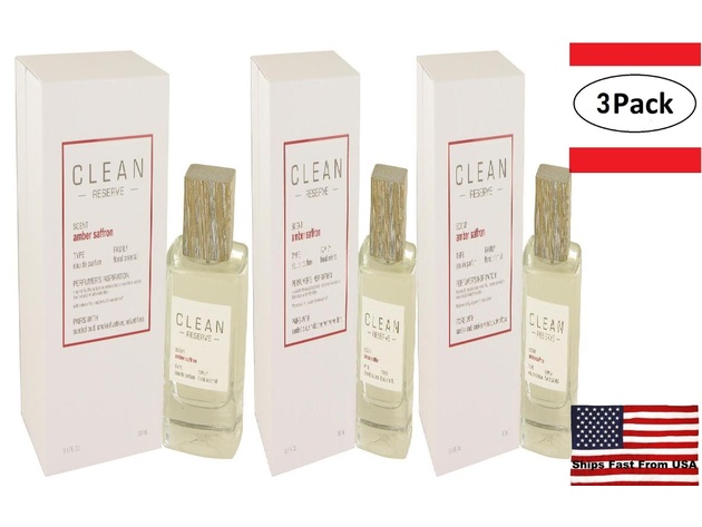 3 Pack Clean Amber Saffron by Clean Eau De Parfum Spray 3.4 oz for Women