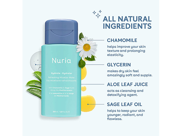 Nuria Hydrate: Refreshing Micellar Water with Chamomile & Sage (200ml)