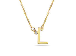18K Gold-Plated CZ Initial Necklace (L)