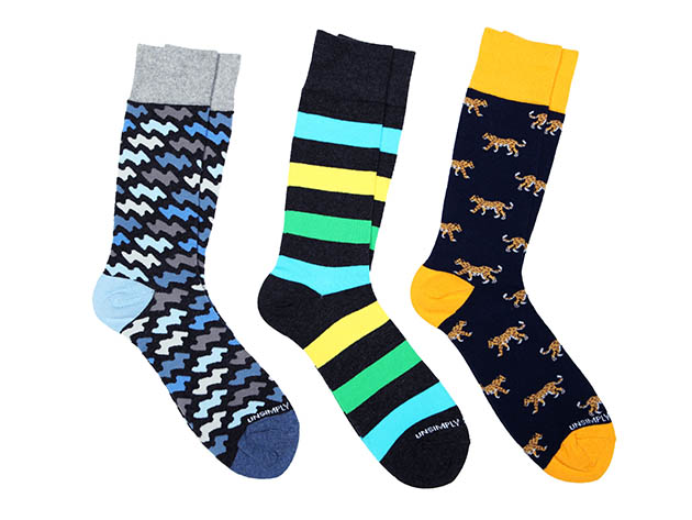 3-Pair Socks Combo Pack (Comic Wave/Tri-Color Stripe/Cheetah)
