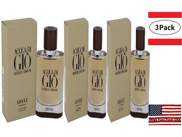 3 Pack Acqua Di Gio Absolu by Giorgio Armani Eau De Parfum Spray