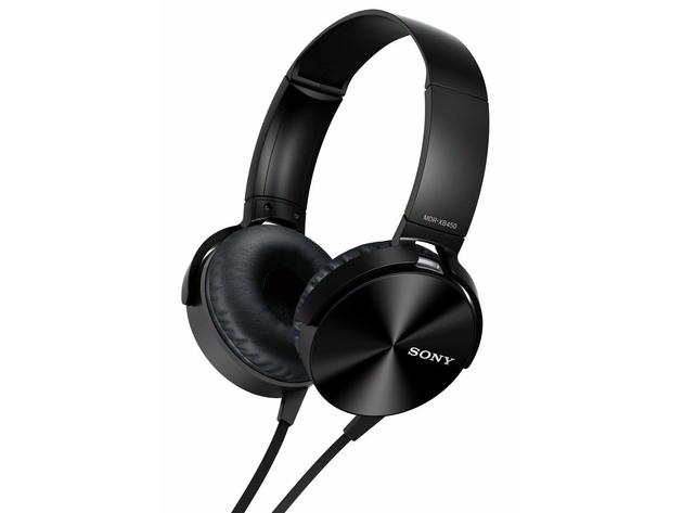 Sony MDRXB450AP/B Extra Bass On-Ear Headphones with Acoustic Bass Booster, 30mm drivers, Extra-Comfort Ear Pads, Mic and Remote for Apple and Android Smartphones, Black (New Open Box)