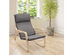 Costway Modern Bentwood Rocking Chair Fabric Upholstered Relax Rocker Lounge Chair - Gray