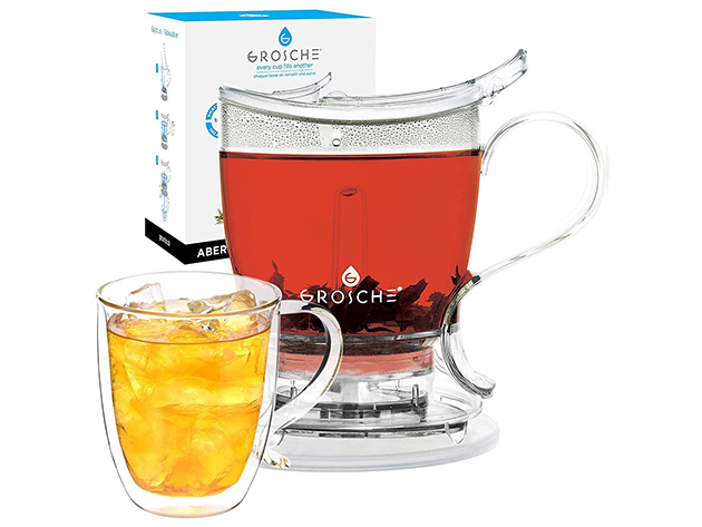 GROSCHE Aberdeen 1000ml Smart Tea Maker with Cyprus Large Double Wall Mug