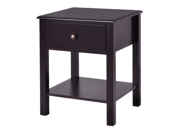 Costway End Table Nightstand Storage Display Furniture Drawer Shelf Beside Brown - Brown