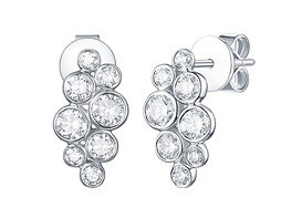 Bubbly 0.95CT Lab-Grown Diamond Cluster Earrings in 10K White Gold