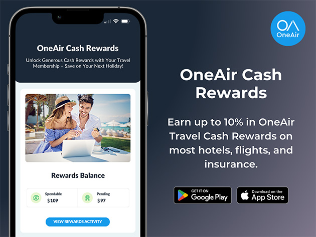 OneAir Elite: Lifetime Subscription (Book Unbeatable Hotel and Flight Deals + Earn Up to 10% in Cash Rewards on Most Bookings)