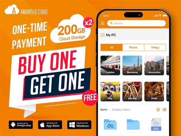 Amaryllo Cloud Storage: One-Time Payment [200GB/2-Pack]