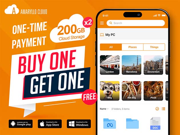 Amaryllo Cloud Storage: One-Time Payment (200GB/2-Pack)