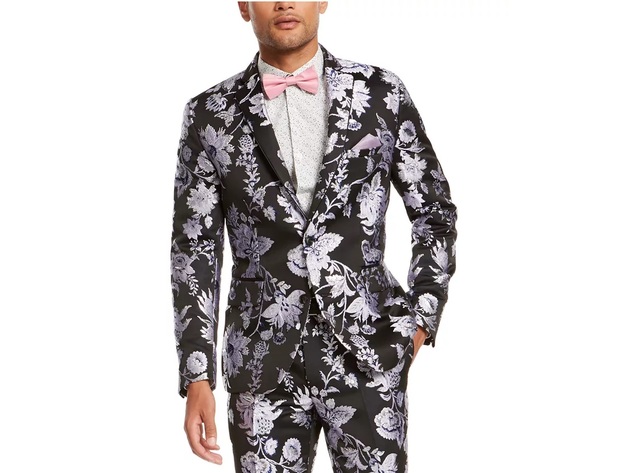 INC International Concepts Men's Slim-Fit Floral Jacquard Blazer Blue Size Small