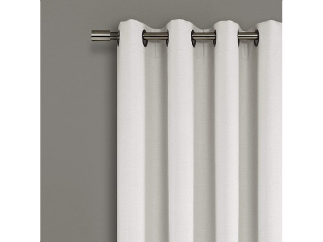 Lush Decor Faux-Linen Blackout Grommet Window Curtain Panel, 95" x 52" - White (Like New, Open Retail Box)