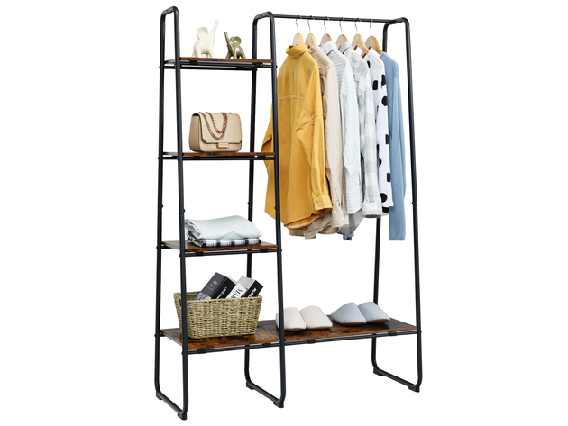 Costway Metal Garment Rack Free Standing Closet Organizer w/5 Shelves ...