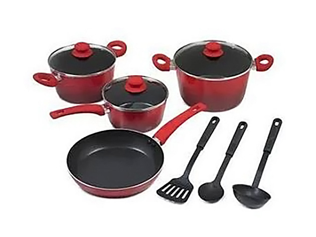 Frigidaire 10-Piece Cookware Set (Red)