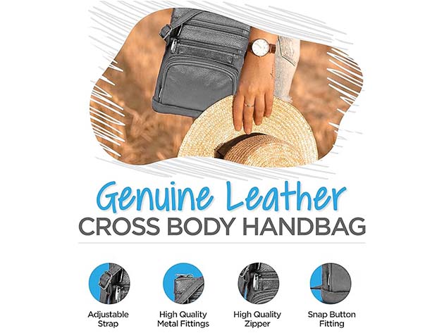 Krediz Leather Crossbody Bag for Women (Regular/Gray)