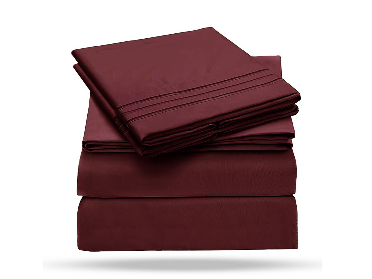 The Luxe 4-Piece Microfiber Bed Sheet Set (Maroon/King)