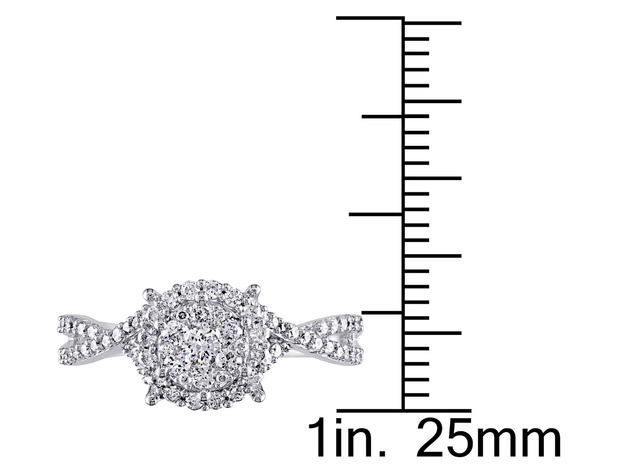 Diamond Halo Engagement Ring 1/2 Carat (ctw) in 10K White Gold - 7