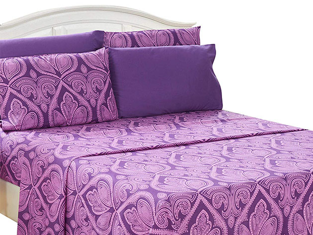 Paisley Microfiber Sheet Set (Purple/Queen) | The Mary Sue